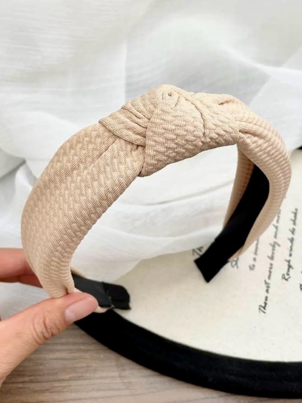 New! Beige Top Knot Top Textured Headband (NWT)